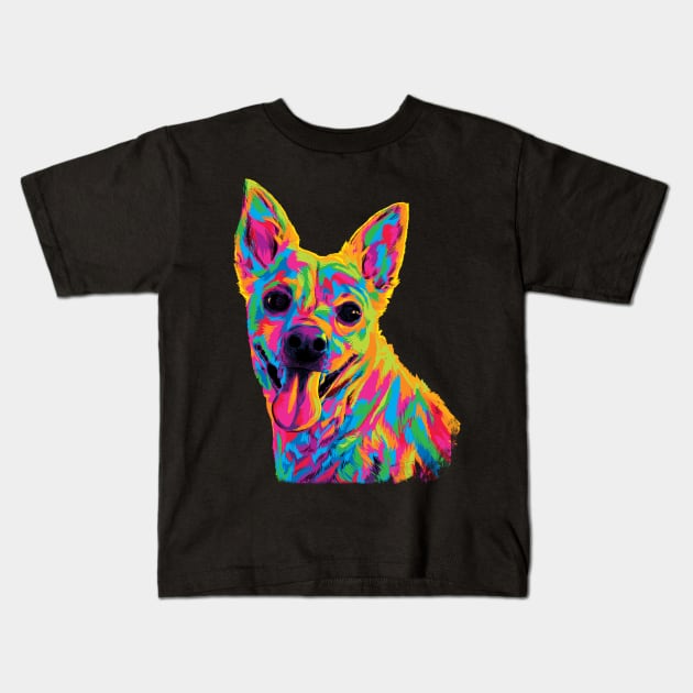 Cute Rainbow Doggo Kids T-Shirt by polliadesign